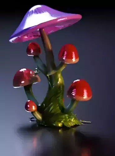 Enchanted Bioluminescent Mushroom Cluster Premium 3D Model
