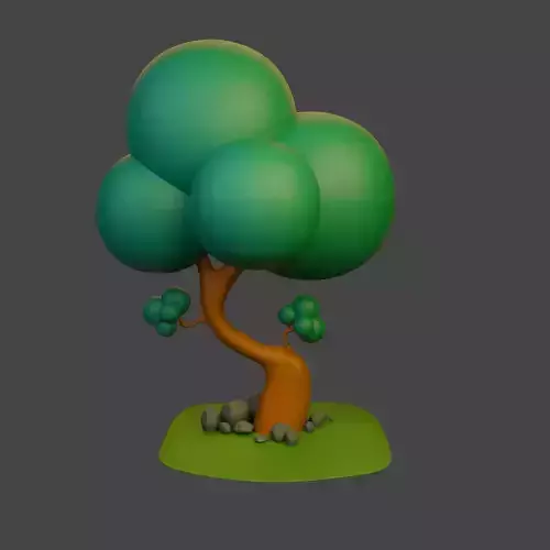 Tree and stones cartoon