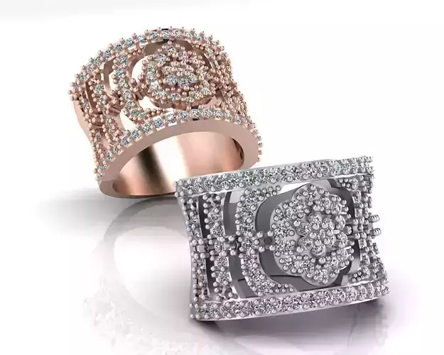 pave flower setting jewelry ring