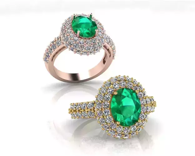 oval emerald halo jewelry ring