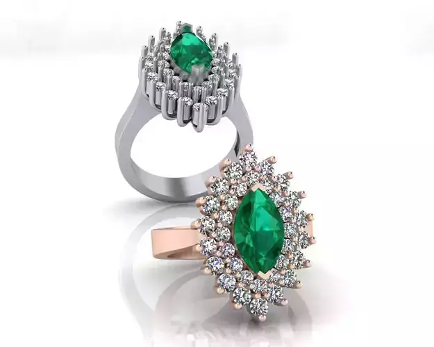 emerald marquise halo cluster jewelry ring