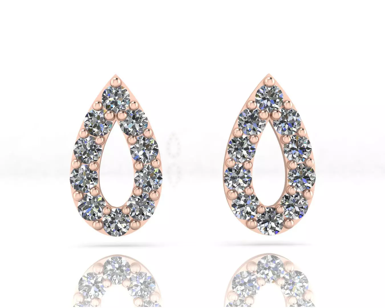 pear shape pave setting jewelry earring 3D print model