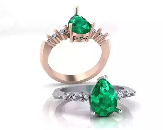 pear emerald engagement jewelry ring