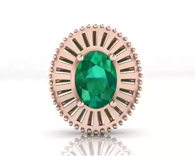 oval baguette halo jewelry pendant