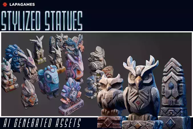 Stylized Statues Set