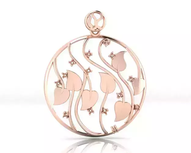 leaf round jewelry pendant