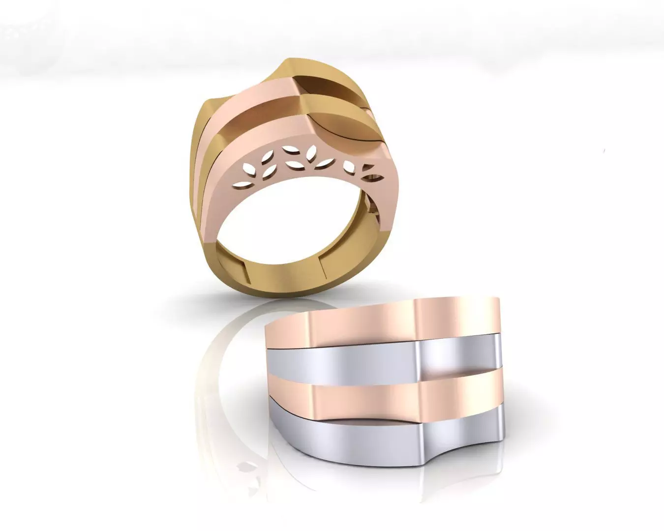 3 part bypass gold ring 3D print model