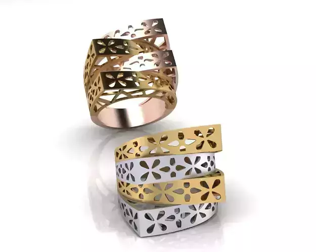 3 part bypass gold ring