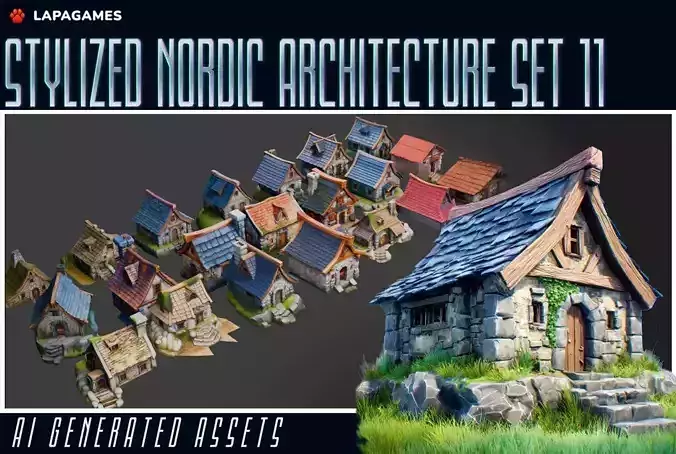 Stylized Nordic Architecture Set 11