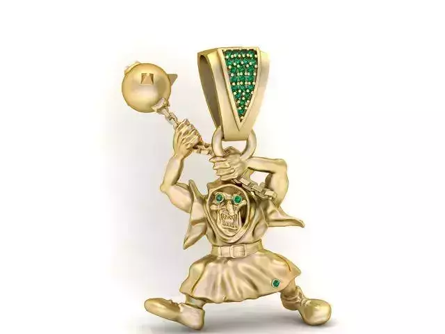 Golden Ghost Pendant Stylish Detailed 3D Jewelry Model