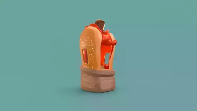 Low Poly Market Stall Kiosk  hot Dog