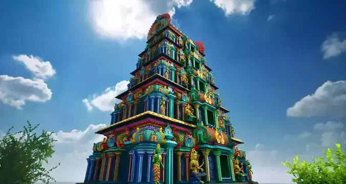 Indian Hindu Temple Modular Kit Low-poly 3D model