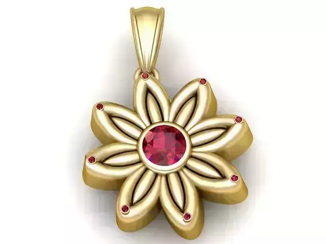 Golden Flower Pendant 3D Printable Jewelry Model