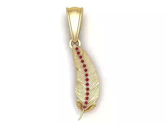 Golden Feather Pendant 3D Printable Jewelry Model