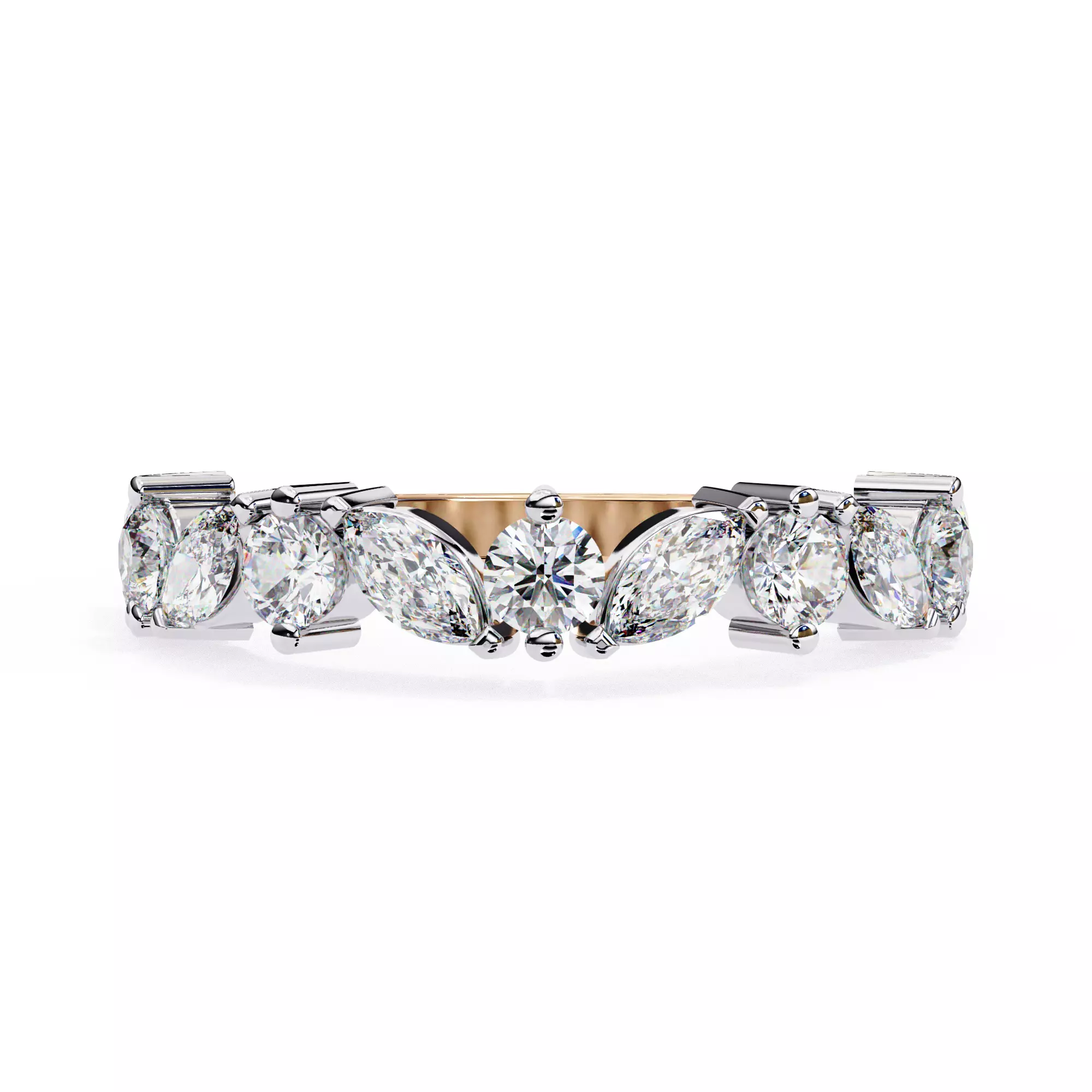 Marquise And Round Engagement Ring For Her 3D print model
