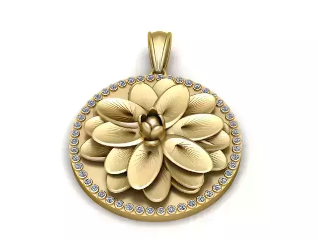 Elegant Lotus Flower Pendant  3D Printable  Model