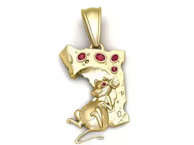 Mouse and Cheese Pendant 3D Printable Model