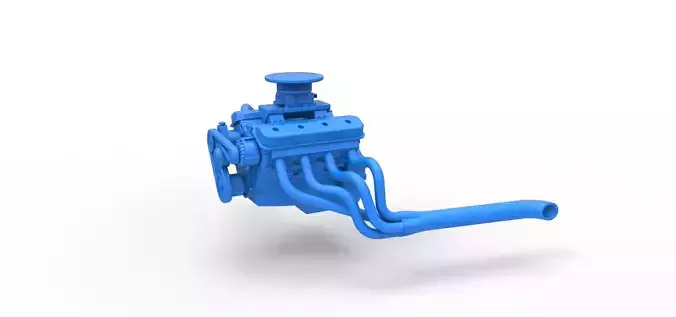 Engine of Vintage Asphalt Modified stock car Scale 1 to 25