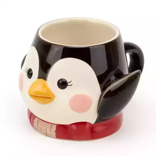 Cartoon Penguin Mug 3D Model Cozy Winter Drinkware