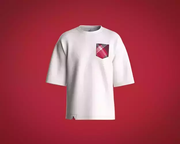 Mens oversized t-shirt with different fabric patch pocket