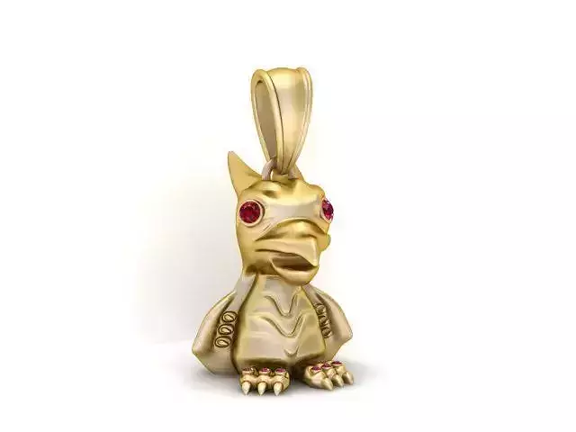 Golden Baby Dinosaur Pendant 3D Printable Model