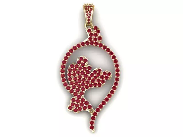 Ruby Floral Art Pendant 3D Jewelry Model 3D print model