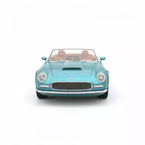 Classic Aqua Blue Convertible Sports Car Low-poly 3D model 5