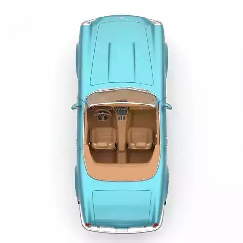 Classic Aqua Blue Convertible Sports Car Low-poly 3D model 4