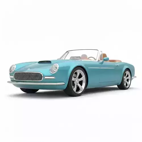 Classic Aqua Blue Convertible Sports Car Low-poly 3D model 3