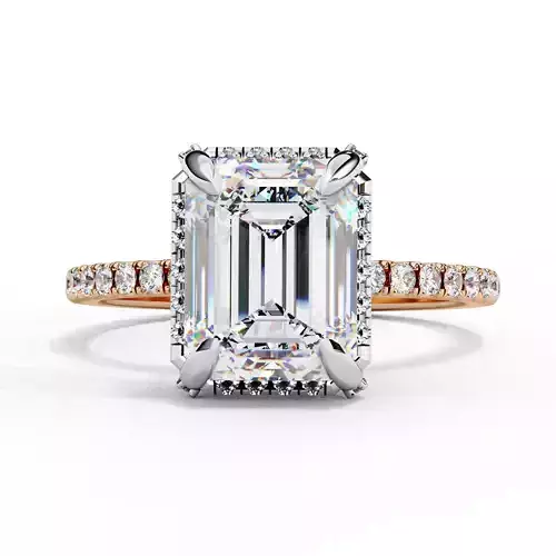 Halo Emerald Cut Engagement Ring