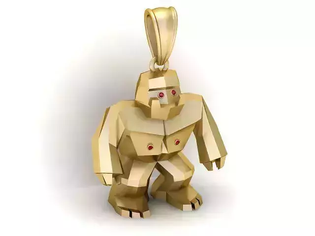 Golden Gorilla Pendant 3D Printable Model