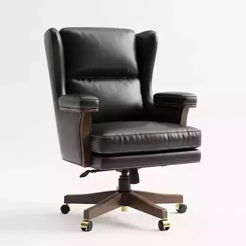 Luxury Executive Leather Office Chair Black and Wood