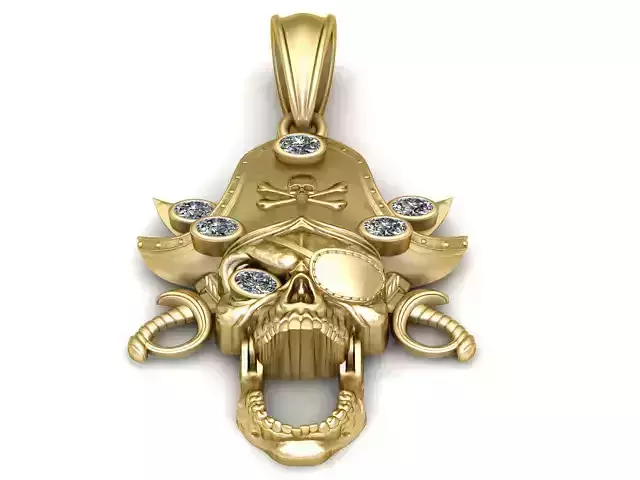 Pirate Skull Pendant  3D Printable  Model
