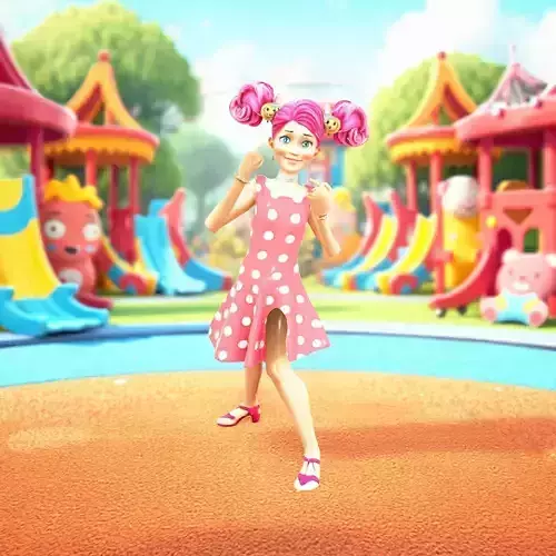 Pink Polka Dot Dress model pack