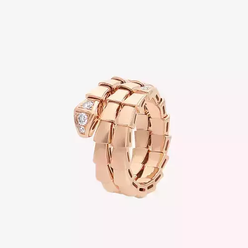 BULGARI - SERPENTI RING - DOUBLE COIL - DIAMOND PAVED