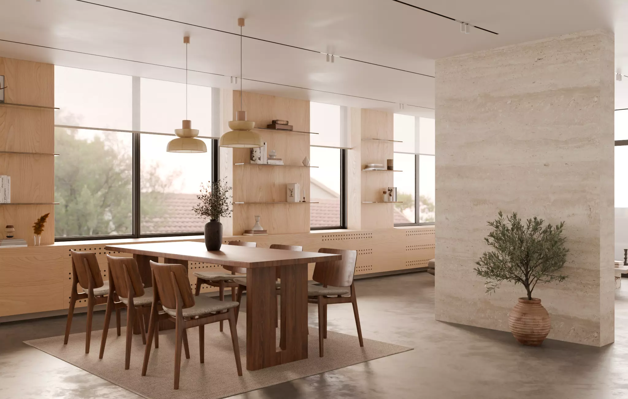Log Wind Living Room Apartment 3D model