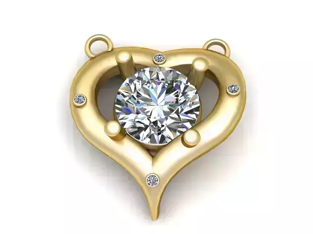 Golden Heart Diamond Pendant 3D Printable Model