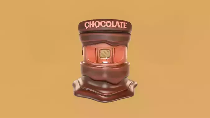 Low Poly Market Stall Kiosk  Chocolate