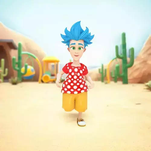 Blue Hair Cartoon Character model pack