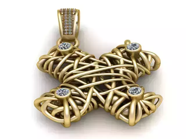 diamond cross pendant  3D Printable Model