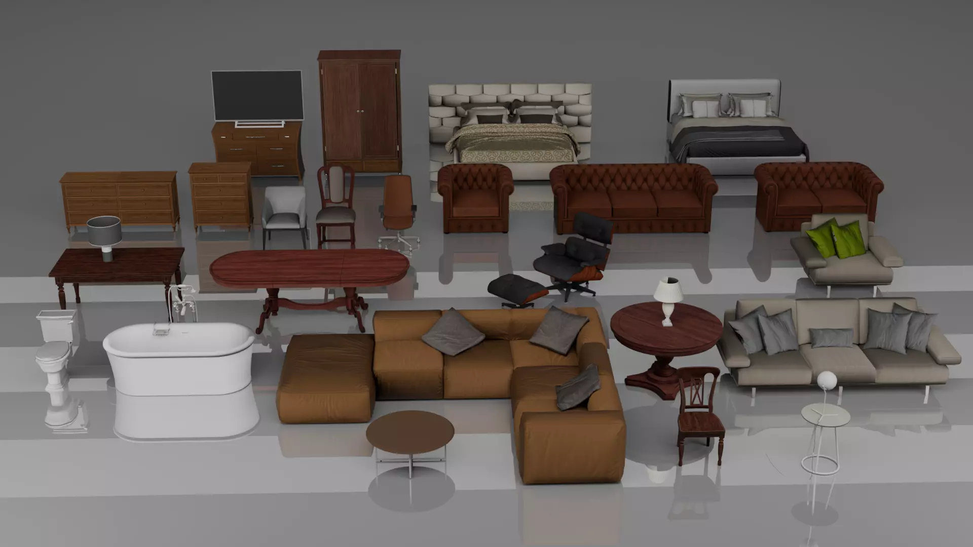 Massive Furniture Pack Low-poly 3D model