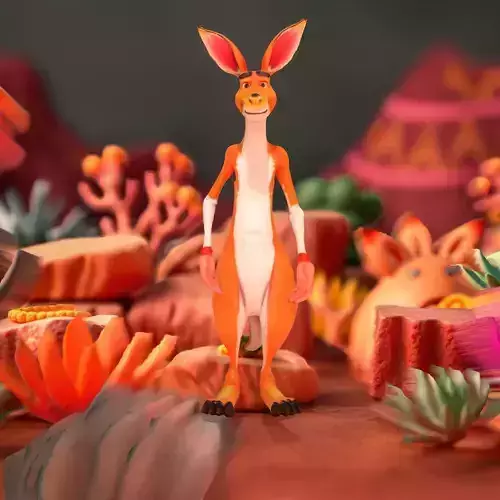 Playful Kangaroo Cartoon model pack