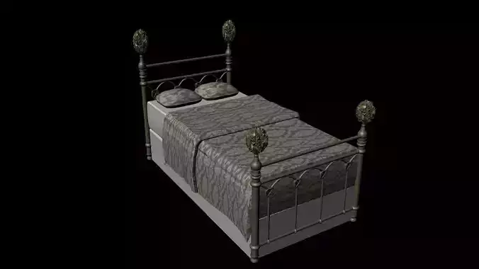 bedroom bed with metal headboard and footboard 3D model