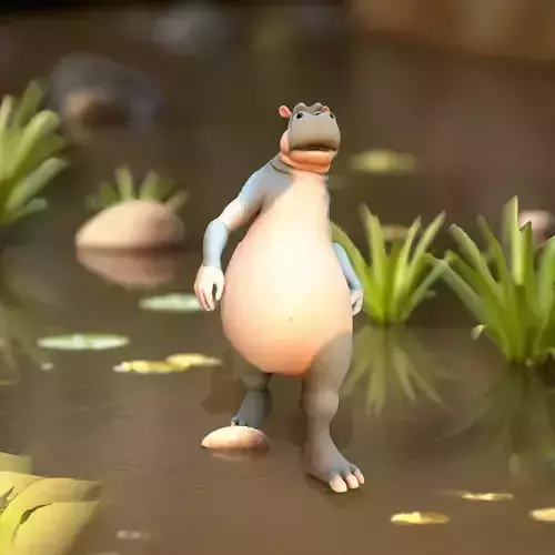 Cheerful Hippo Character model pack