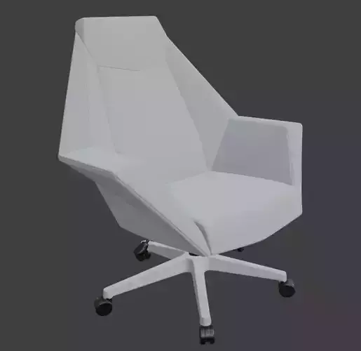 Futuristic Low Poly High Back White Geometric Office Chair