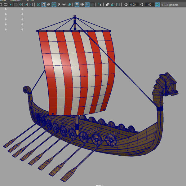 Viking ship 3D model_2