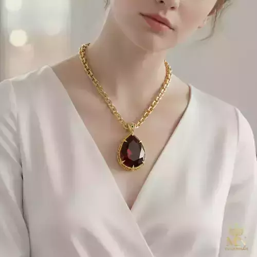 La l Dokht  Royal Ruby Teardrop Pendant
