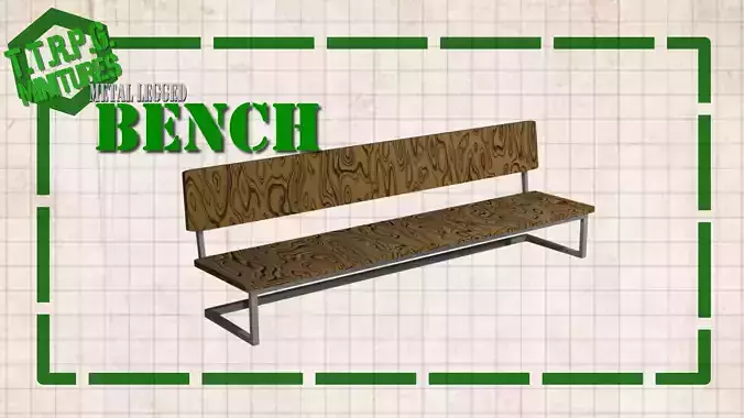 TTRPG and DnD Metal Legged Tavern Bench Miniture