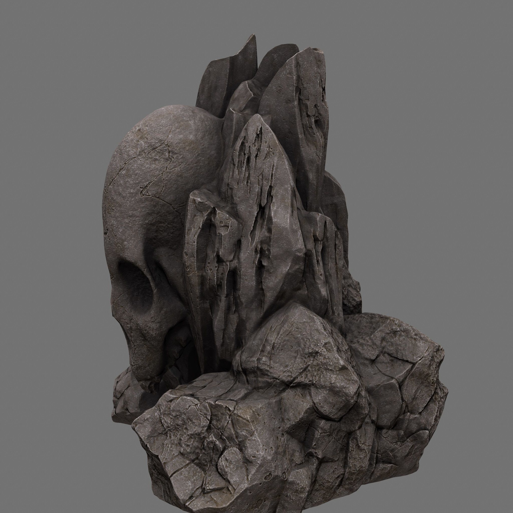 skull cave rock Low-poly 3D model_6