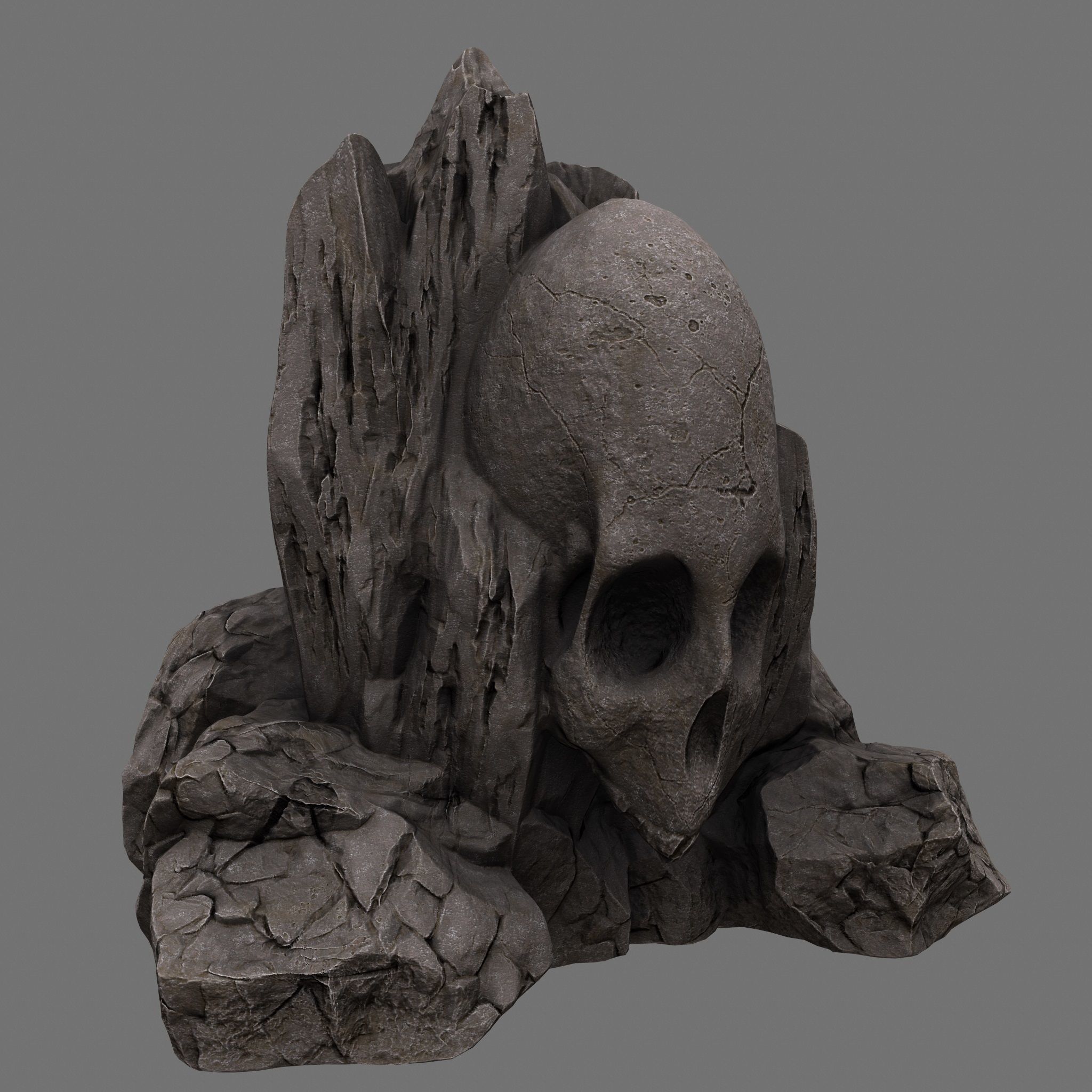 skull cave rock Low-poly 3D model_3